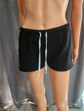 PINK by Victoria's Secret Black Fleece Shorts with Drawstring Waist